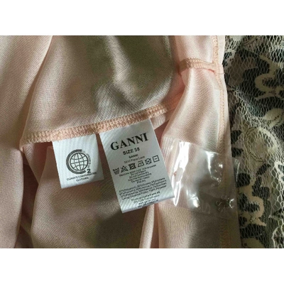 Pre-owned Ganni Lace Mid-length Dress In Pink