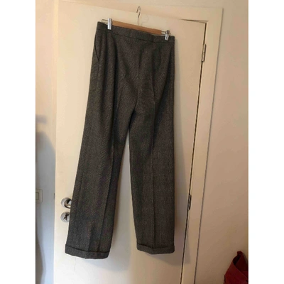 Pre-owned Max Mara Wool Straight Pants In Grey