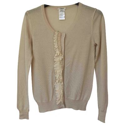 Pre-owned Chloé Cashmere Cardigan In Beige