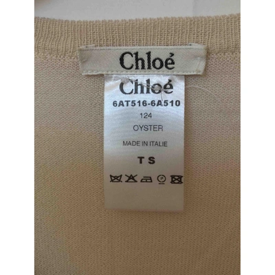 Pre-owned Chloé Cashmere Cardigan In Beige