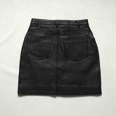 Pre-owned Claudie Pierlot Ss19 Leather Mini Skirt In Black