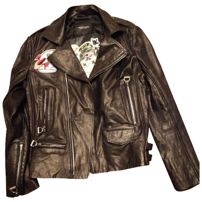 Pre-owned Les Éclaires Leather Biker Jacket In Black