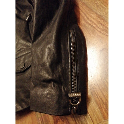 Pre-owned Les Éclaires Leather Biker Jacket In Black