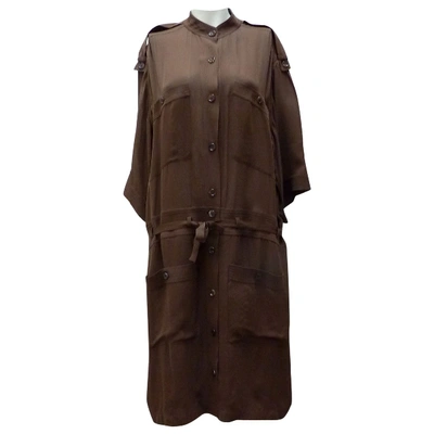 Pre-owned Chloé Silk Mid-length Dress In Brown