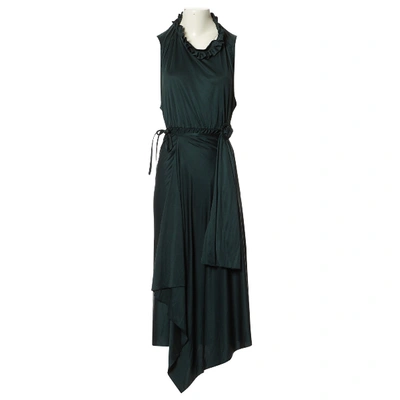 Pre-owned Vetements Silk Mid-length Dress In Khaki