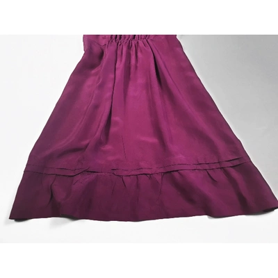 Pre-owned Burberry Silk Mid-length Dress In Burgundy