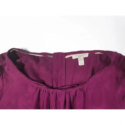 Pre-owned Burberry Silk Mid-length Dress In Burgundy