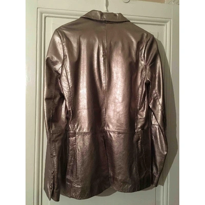 Pre-owned American Retro Silver Leather Jacket