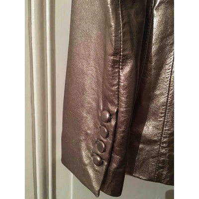 Pre-owned American Retro Silver Leather Jacket