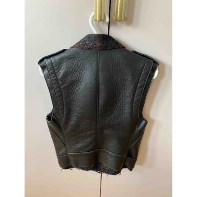 Pre-owned Edun Leather Short Waistcoat In Black