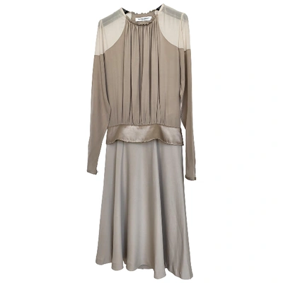 Pre-owned Viktor & Rolf Silk Mid-length Dress In Beige