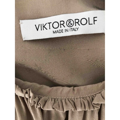 Pre-owned Viktor & Rolf Silk Mid-length Dress In Beige