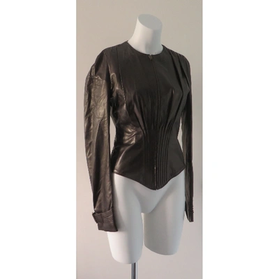 Pre-owned Gucci Leather Jacket In Brown