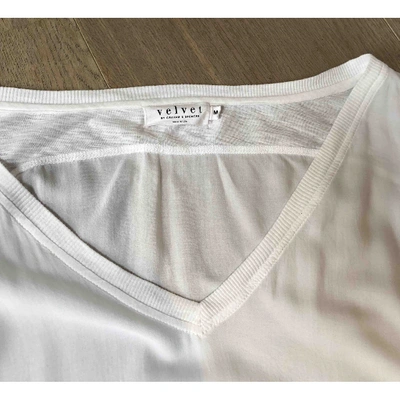 Pre-owned Velvet White Cotton Top