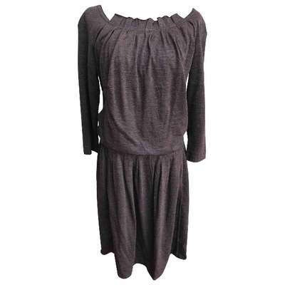 Pre-owned Louis Vuitton Wool Mid-length Dress In Brown