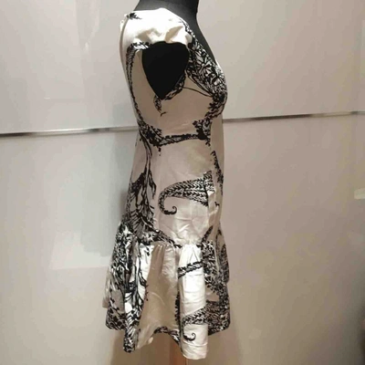 Pre-owned Giambattista Valli Silk Mini Dress In Ecru