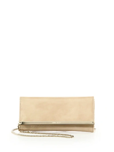 Jimmy Choo Milla Patent Leather & Suede Clutch In Nude