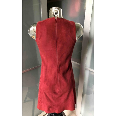 Pre-owned Balenciaga Leather Mini Dress In Burgundy