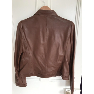 Pre-owned Oscar De La Renta Brown Leather Leather Jacket