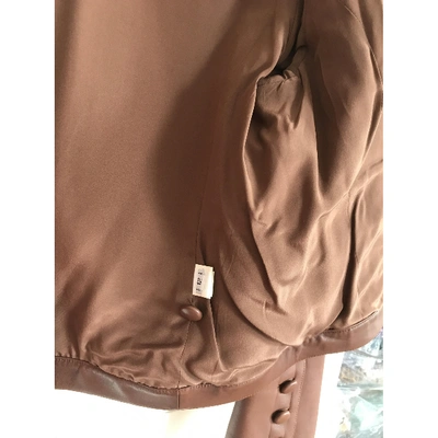 Pre-owned Oscar De La Renta Brown Leather Leather Jacket