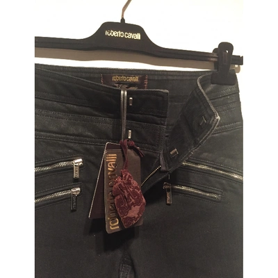 Pre-owned Roberto Cavalli Black Cotton Trousers