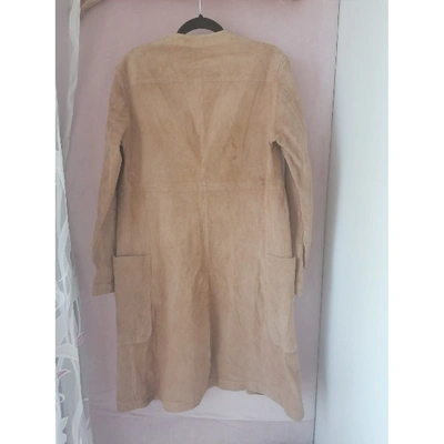 Pre-owned Theory Beige Leather Jacket