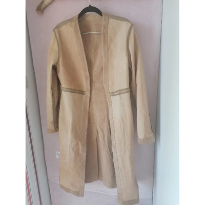 Pre-owned Theory Beige Leather Jacket