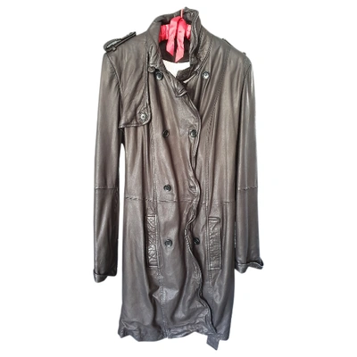 Pre-owned Zadig & Voltaire Leather Trench Coat In Brown
