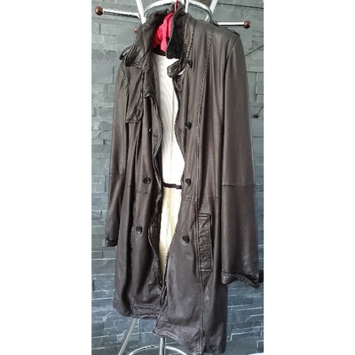 Pre-owned Zadig & Voltaire Leather Trench Coat In Brown