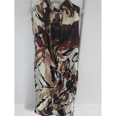 Pre-owned Marni Silk Mid-length Dress In Brown