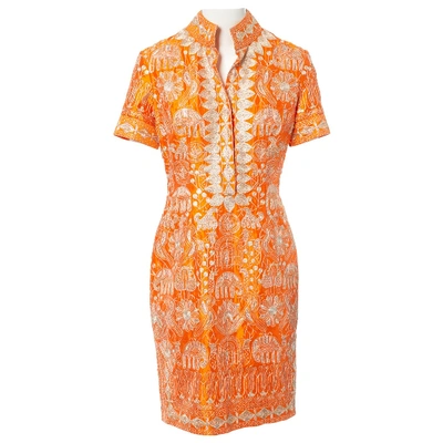 Pre-owned Naeem Khan Silk Mini Dress In Orange