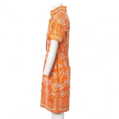 Pre-owned Naeem Khan Silk Mini Dress In Orange