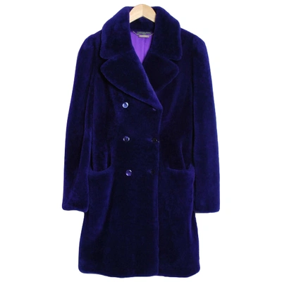 Pre-owned Alexander Mcqueen Purple Shearling Coat