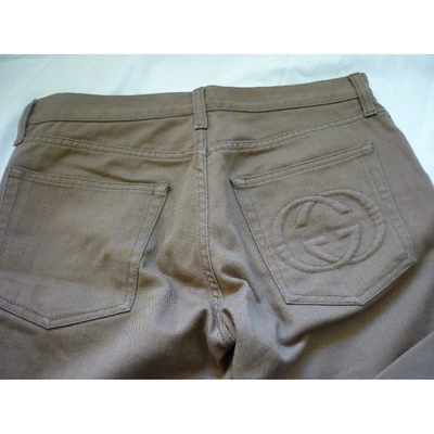 Pre-owned Gucci Straight Jeans In Khaki