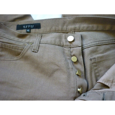 Pre-owned Gucci Straight Jeans In Khaki