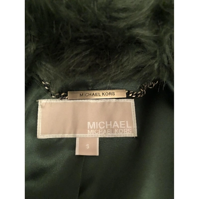 Pre-owned Michael Kors Faux Fur Peacoat In Green