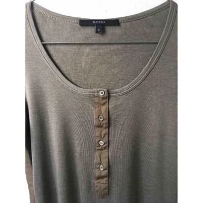 Pre-owned Gucci Khaki Silk  Top