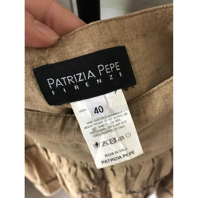 Pre-owned Patrizia Pepe Linen Mid-length Skirt In Camel