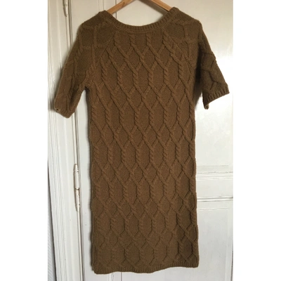 Pre-owned Tommy Hilfiger Wool Mid-length Dress In Camel