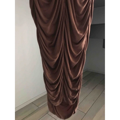 Pre-owned Elisabetta Franchi Silk Dress In Camel
