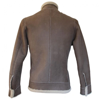 Pre-owned Dolce & Gabbana Leather Coat In Beige