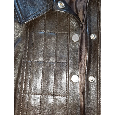 Pre-owned Paule Ka Leather Biker Jacket In Brown