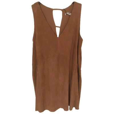 Pre-owned Max & Moi Leather Mid-length Dress In Camel