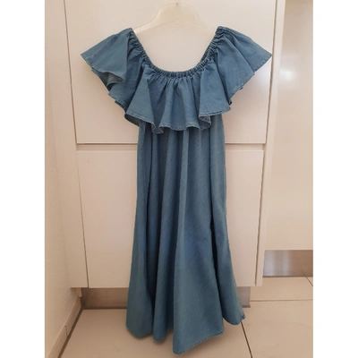 Pre-owned Ag Mid-length Dress In Blue