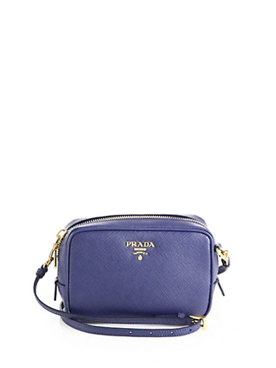 Prada Saffiano Leather Camera Bag In Bluette-blue