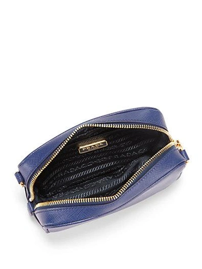 Shop Prada Saffiano Leather Camera Bag In Bluette-blue