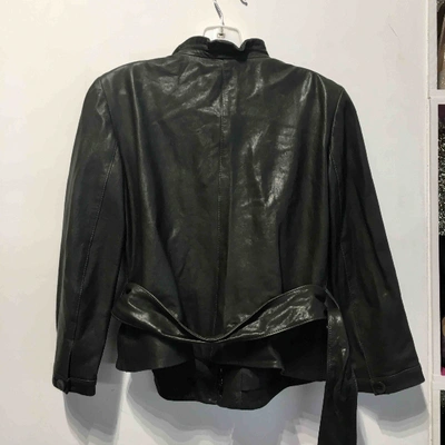 Pre-owned Armani Collezioni Green Leather Leather Jacket