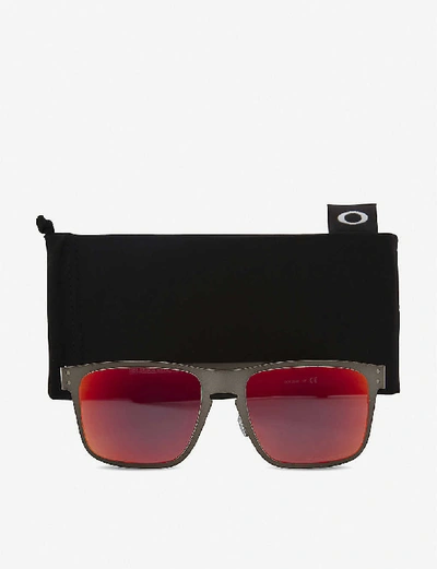 Shop Oakley Holbrook Metal Polarised Square-frame Sunglasses In Matte Gunmetal
