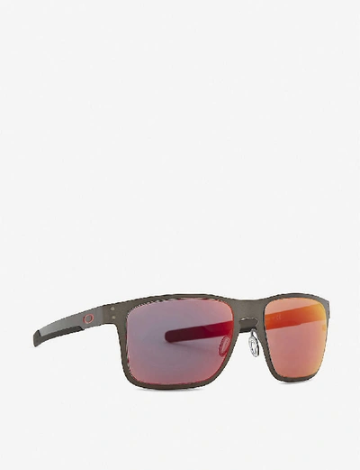 Shop Oakley Holbrook Metal Polarised Square-frame Sunglasses In Matte Gunmetal