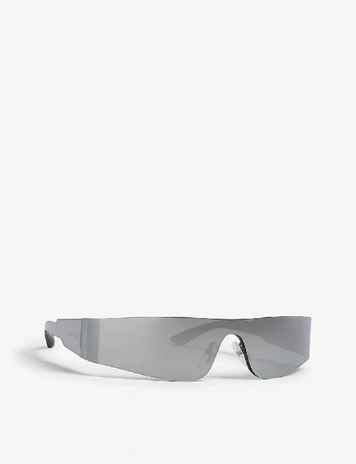 Shop Balenciaga Womens Silver (silver) Bb0041s Rectangle-frame Sunglasses